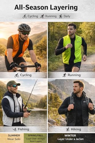 qualidyne Men's Windproof Cycling Vest, Full-Zip Sleeveless Bike Gilet - color: Black, size: Small
