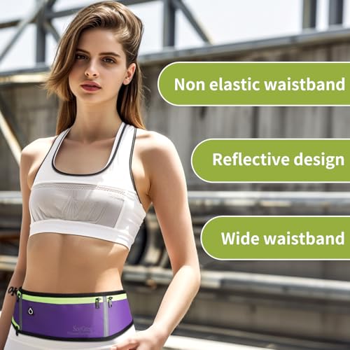 SooGree Men Women Running Waist Pack, Adjustable Waterproof Fanny Pack with Reflective Strip, Runner Belt for Running Walking Cycling Camping Gym - color: Black-Green
