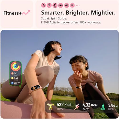 FITVII Slim Fitness Tracker with Blood Oxygen, Blood Pressure, 24/7 Heart Rate and Sleep Tracking, IP68 Waterproof Activity Trackers and Smart Watches with Step Tracker, Pedometer for Women Men - color: Blush