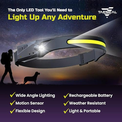 Tactical Headlight Rechargeable 230° Wide Beam LED Tactical Headlamp