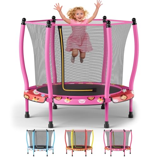 ZCMHAXJ 55" Trampoline for Kids, 440lbs Capacity Indoor & Outdoor Toddler Trampoline, Gifts for Boys & Girls - color: Animal