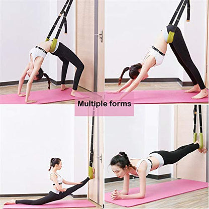 Yoga Fitness Stretching Strap, Door Flexibility Stretching Strap, Improve Leg Waist Back Flexibility Back Bend Assist Trainer, for Rehab Pilates Ballet Dance Cheerleading Splits Gymnastics - color: green