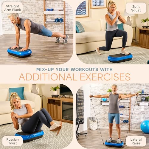 Lifepro Waver Mini Vibration Plate Exercise Machine with Resistance Bands - color: Blue