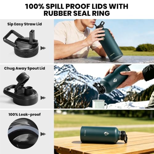 RAYMYLO Insulated Water Bottle 87 oz, Triple Wall Vacuum Stainless Steel - color: Dark Green, size: 87 Ounces