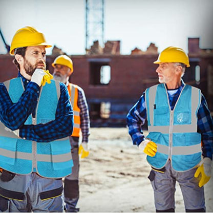 FEimaX High Visibility Safety Vest Mesh Work Vests with Reflective Strips - color: Azure, size: 3X-Large