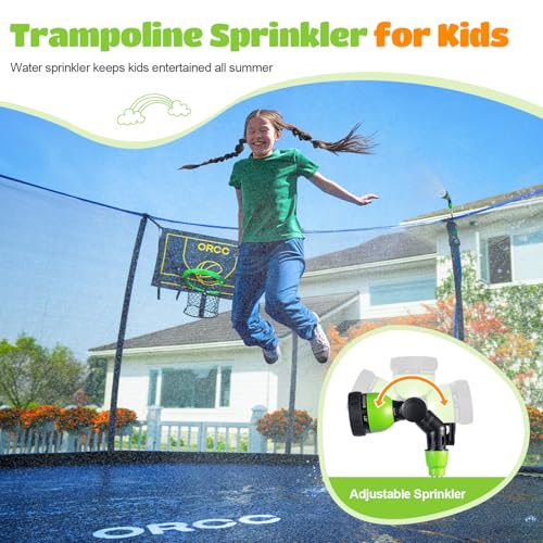 ORCC 16 15 14 12 10 8FT Kids Trampoline, 1300LBS Weight Capacity Trampoline with Basketball Hoop Water Sprinkler Spiral Ground Stakes Outdoor Yard Trampolines for Kids Adults