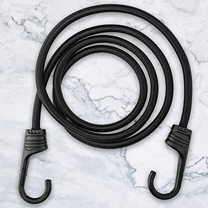 ZHOUBIN 60 Inch Black Bungee Cords with Hooks Heavy Duty, 1 Pack - size: 60"