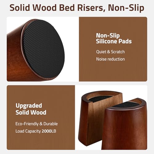 Bed Risers, 3 Inch Wooden Furniture Risers 4 Pack - size: 3 inch