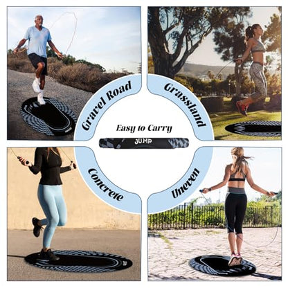 Jump Rope Mat Outdoor Indoor,Oval 52'' x 36'' Non-slip Fitness Exercise Mat - color: Black