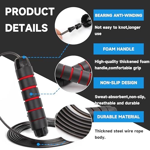 Jump Rope Adjustable Jump Ropes Tangle-Free Rapid Speed Jumping Rope with Ball Bearings for Fitness for Women Men Fitness, Home School Gym Exercise Slim Body - color: Black