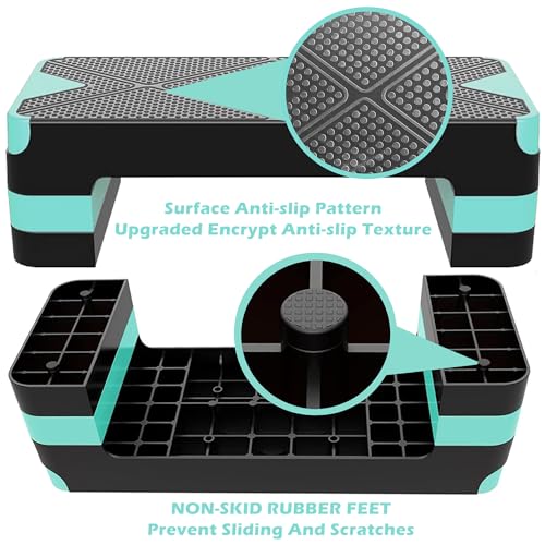 Aerobic Step Platform, Non Slip Adjustable Height Step Trainer - color: Turquoise