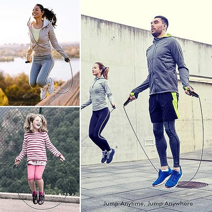 Jump Rope, Rapid Speed Jumping Rope Cable with Ball Bearings for Women, Men, and Kids, Adjustable Steel Jump Rope with Foam Handles for Home Gym Exercise Fitness Workout Equipment & Slim Body