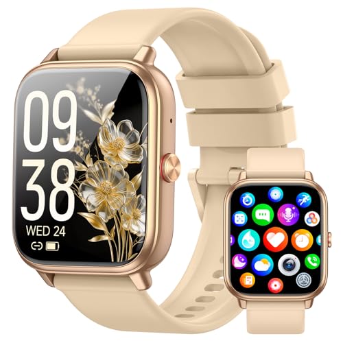 Smart Watch for Men Women, Fitness Tracker (Answer/Make Call), 1000 mAh Battery, 120+ Sport Modes, Step Counter/Sleep Monitor Fitness Watch, Smartwatch for Android/iPhone (Gold) - color: Gold