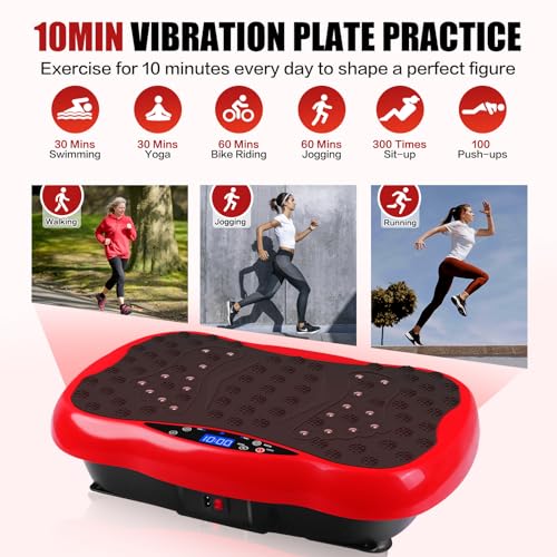 Vibration Plate Exercise Machine / Full Body / Portable / Weight Loss - color: Red