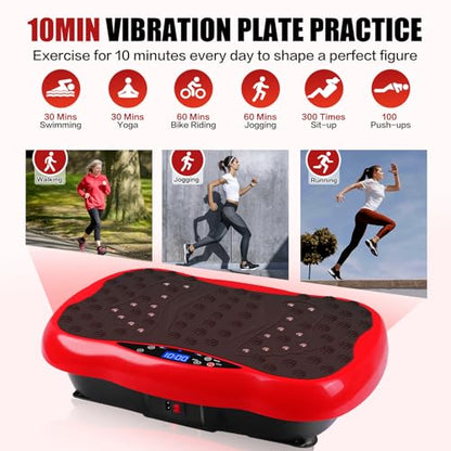 Vibration Plate Exercise Machine / Full Body / Portable / Weight Loss - color: Red