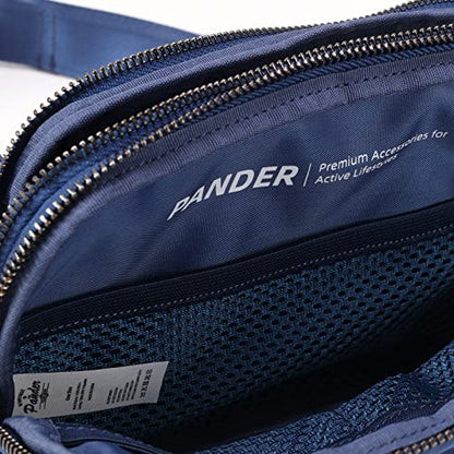 Pander Nylon Fanny Pack Belt Bag for Women with 5 Zipper Pockets - color: Blue Perennial