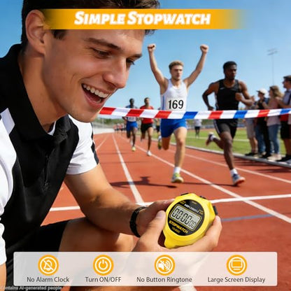 Stopwatch Sports Timer, Digital Stop-Watch - style: 1Lap Non-waterproof Yellow