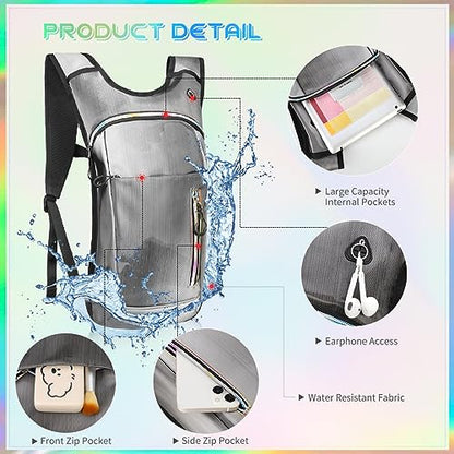 Hydration Backpack -Water Backpack with 2l Hydration Bladder - color: Grey