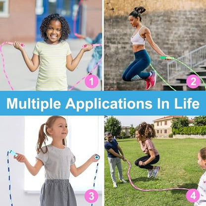 GRAWUN Jump Rope For Kids, Soft Beaded Jump Rope, Adjustable Length Tangle-Free Segmented Soft Beaded Skipping Rope，for Women, Men and Kids Keeping Fit, Workout and Weight Loss - color: 6 Pack