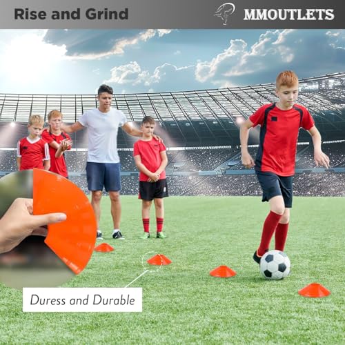 Soccer Training Cones Set, 75/50/25 Pack with Strap Holder & Carry Bag - color: Orange
