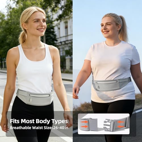 Slim Running Belt for Women Men,Phone Holder Waist Pack,Runners Fanny Pack - color: Light Gray
