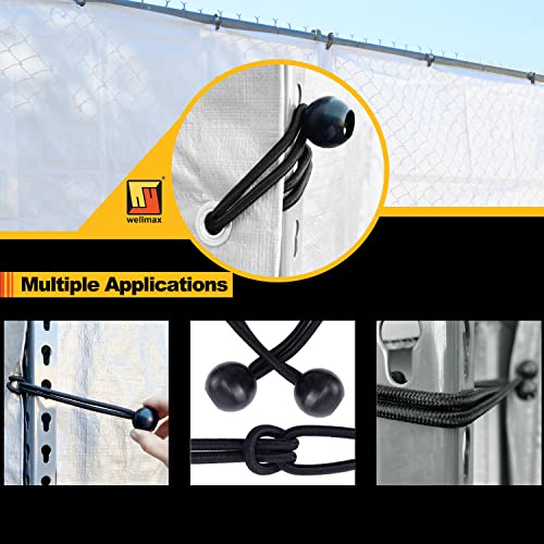 Wellmax 100 Pack 6 Inch Ball Bungee Cords, Heavy Duty 5mm, Black - color: 6 Inch Black