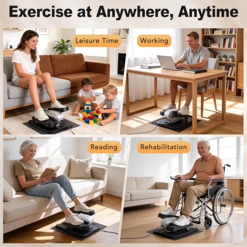 Under Desk Elliptical Leg Exerciser While Sitting for Seniors - color: Silver