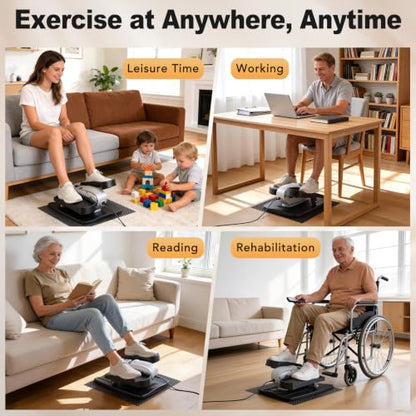 Under Desk Elliptical Leg Exerciser While Sitting for Seniors - color: Silver