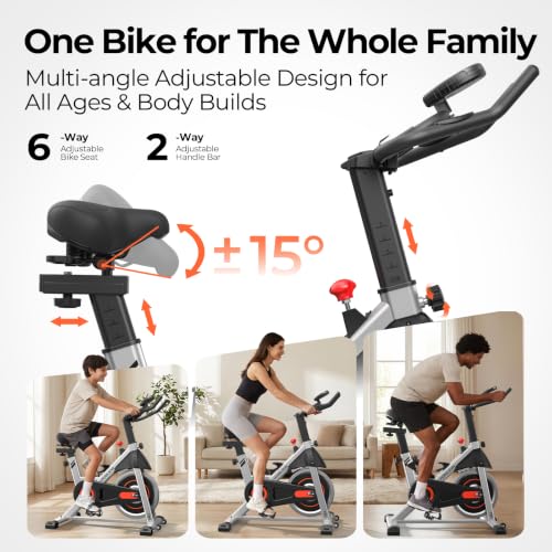 YOSUDA Exercise Bike, Magnetic Friction Stationary Bike with App Training - color: Orange Black