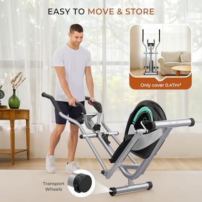 Dripex Elliptical Exercise Machine, Elliptical Machine for Home with 16 Resistance Levels, Quiet & Smooth Magnetic Elliptical Training Machines with 13.2 lb Flywheel, LCD Monitor & Pulse - color: Green