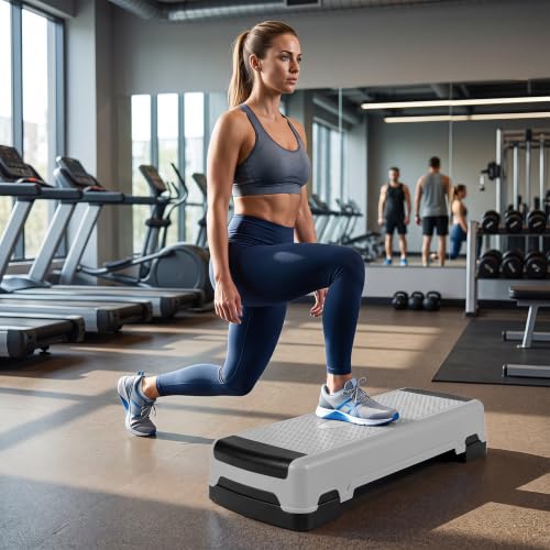 Goplus 35.5" Aerobic Step Platform w/4 Risers, 3-Level Adjustable 6" 8" 10" - color: Grey