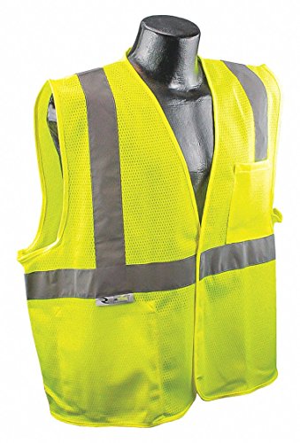 Radians SV22-2ZGM-L Polyester Mesh Economy Class 2 High Visibility Zipper Closure Vest with Two-Tone Trim, Large, Green - color: Safety Green, size: Large-X-Large