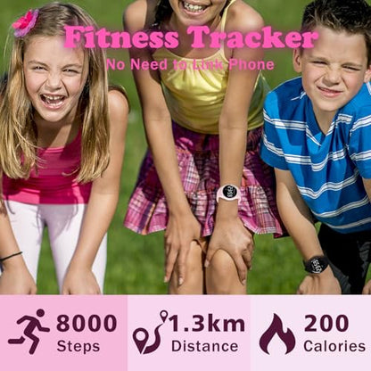 Kids Watches for Girls Boys Digital Sport Watch with Step Counter Pedometer Vibration Alarm Clock, No App Waterproof Fitness Tracker Kids Watch Boys Girls Teens Students Ages 5-16 - color: 102-F-Pink