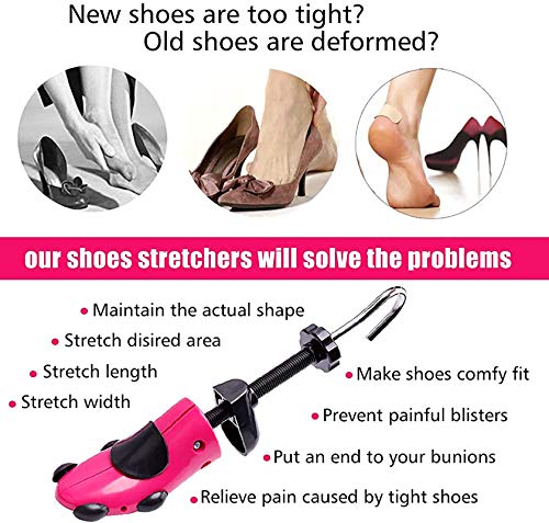 CHERAINTI Shoe Stretcher Professional Shoe Expander Widener Adjustable Stretch Length and Width for Wide Feet - color: Rose - Women Small Size 5.5-10