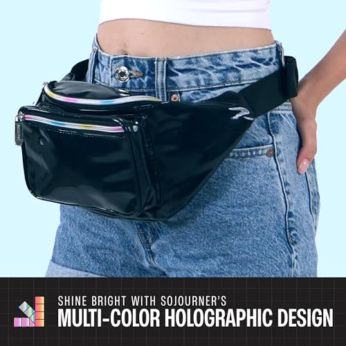 SoJourner Waterproof Holographic Fanny Pack, Glitter Black - color: Glitter - Black