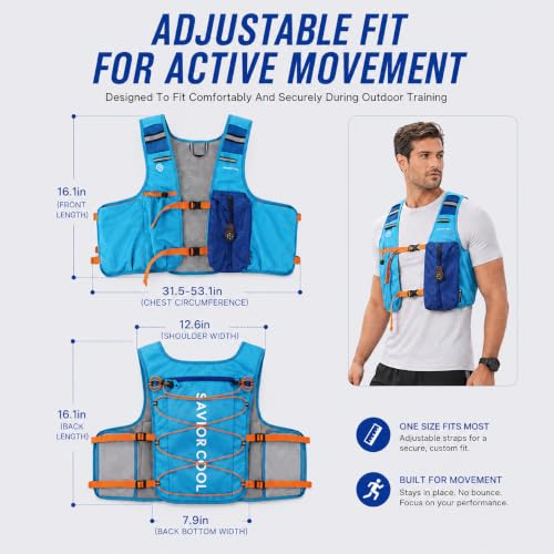 Cooling Hydration Vest with 2L BPA-Free Water Bladder, Running Vest with 3 Removable Cooling Packs, Lightweight Outdoor Pack for Hot Weather, Hiking, Cycling, Training - color: Blue