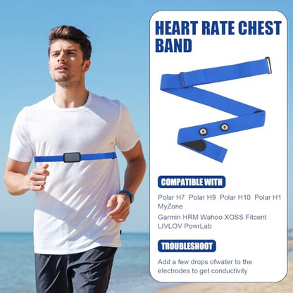 Heart Rate Monitor Chest Band for Polar H10 H9 H7, Adjustable Waterproof Replacement Chest Strap Compatible with Polar Garmin - style: 2 Pack Blue