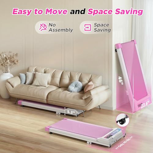 FYC Walking Pad with Incline for Home & Office - Under Desk Walking Pad Treadmill, Portable Walking Machine with Remote Control, LED Display, 300LBS Capacity, 2.5HP Quiet Motor - color: pink