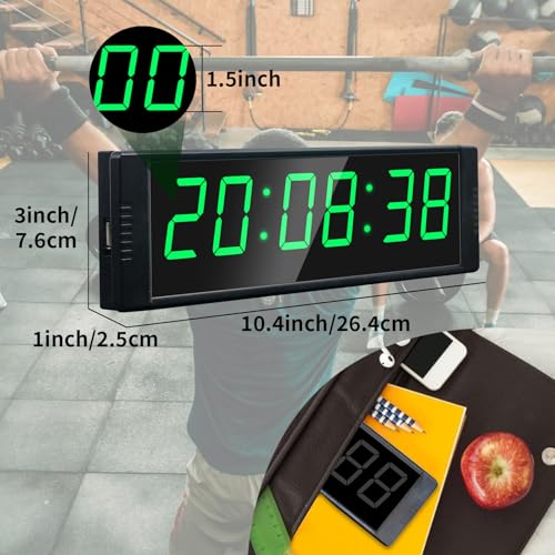 YZ Gym Timer Clock for Home Gym, Fitness Timer with Stopwatch Button, Large Digital Stopwatch Countdown Clock, 12/24H Digital Wall Clock - style: plug-in