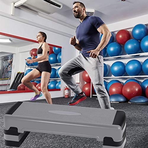 Casart Aerobic Exercise Step Platform 35 Inch W/Non-Slip Surface Adjustable Height 6" - 8" - 10" Exercise Step Platform Trainer Stepper