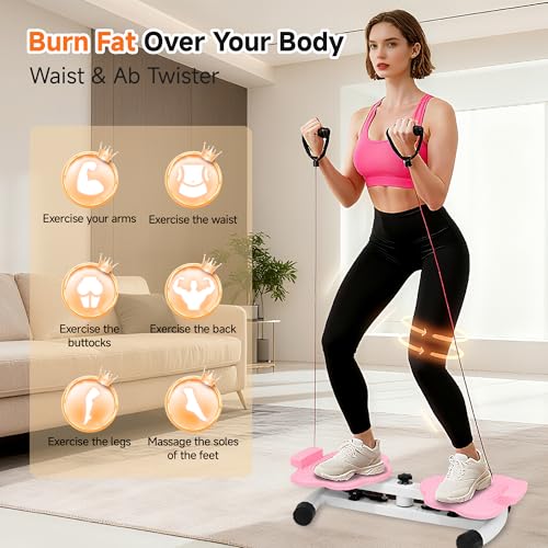 Waist Twisting Machine, Ab Twister Board, Waist Twister, Waist Twisting Fitness Tool, Waist Twister for Women Belly Fat - Ultra-Quiet 20dB Home Fitness Board with Foot Massage - color: Pink