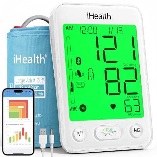 iHealth Accu Bluetooth Upper Arm Blood Pressure Monitor for Home Use - color: White
