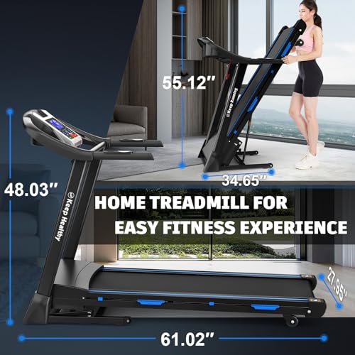 Treadmills for Home with Incline, 16in Wide Belt, App, Bluetooth, 8.5 MPH Walking Pad Treadmill Running Machine 330 Lbs Capacity, Pulse Heart Rate Sensor, 3.5HP Quiet Brushless Motor - color: GREEN