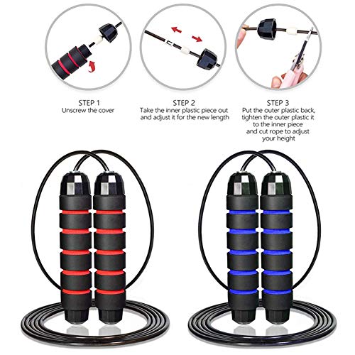 Redify Adjustable Jump Rope,Jump Ropes for Fitness for Men Women - color: Red,Blue