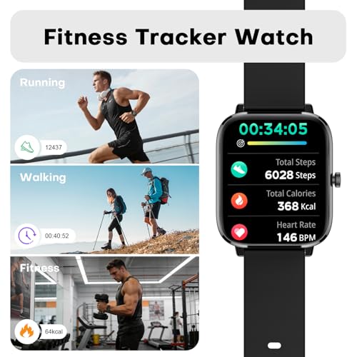 Choiknbo Smart Watch for Men - Bluetooth Call, Fitness Tracker, Heart Rate & Sleep Monitor, 1.83" HD Touch Screen Smartwatch, IP68 Waterproof - for Android & iPhone, Black - color: Black