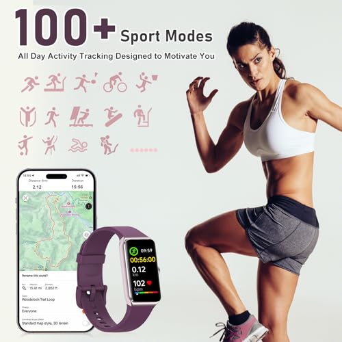 Fitness Tracker with 24/7 Heart Rate,Blood Pressure Sleep Tracking,104 Sports Modes Calories Smart Watch,IP68 Waterproof Step Counter Activity Trackers Pedometer for Android&iPhone Women Men Bordeaux