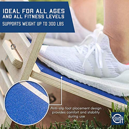 Rolling With It Wooden Slant Board for Calf Stretching, Squats