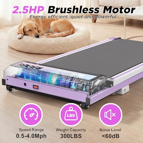 FYC Walking Pad with Incline for Home & Office - Under Desk Walking Pad Treadmill, Portable Walking Machine with Remote Control, LED Display, 300LBS Capacity, 2.5HP Quiet Motor - color: purple