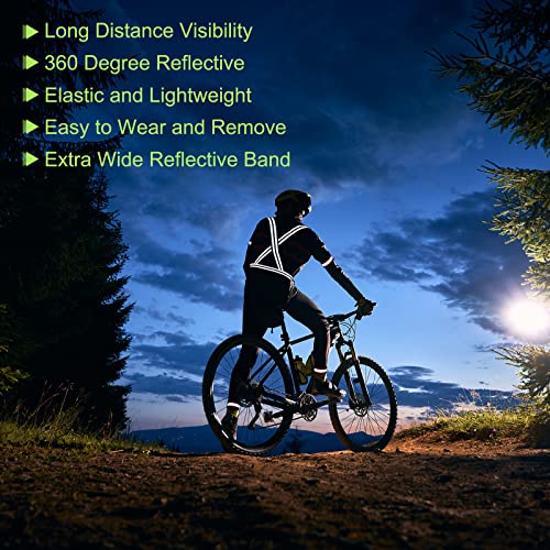 MECCANIXITY Reflective Vest Adjustable 360 Degree High Visibility Safety Vest for Cycling Running Walking - color: Dark Green