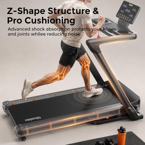 Niceday TM2 Incline Treadmill with 18% Auto Incline, Wide Belt Foldable Running Treadmills with Handles for Home 380 lb Capacity, 0.6-8.7MPH Indoor Running Machine for Home Gym, 3.0HP Quiet Brushless